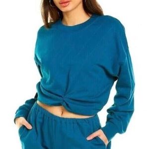 something navy quilted cropped sweatshirt